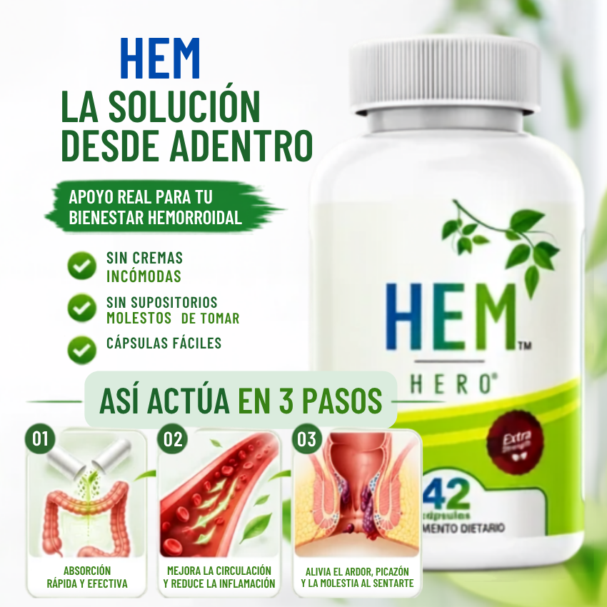 El alivio para las hemorroides que las cremas no te dan. - Hem hero. OFERTA ESPECIAL. Pídelo hoy y paga cuando llegue a tus manos