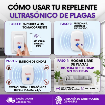 Dí adiós a las plagas con el repelente ultrasónico.